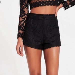 Missguided Lace High Waisted Shorts